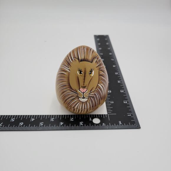 Lion Folk Art Russian Matryoshka Nesting Dolls 4 x 2 Brown Wood Figures Handmade - Picture 6 of 6